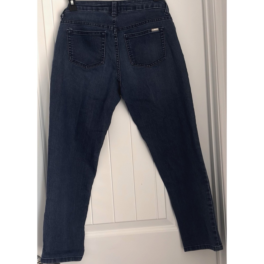 Jennifer Lopez Women Sz 2 BF Blue Dark Wash Denim Straight Slim Low Rise Stretch - Picture 2 of 12